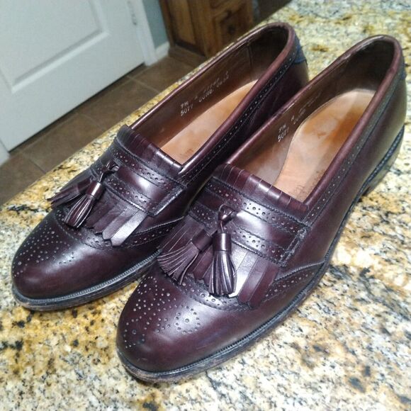 Allen Edmonds Bridgeton Men's Leather Tassel Loafers Burgundy Size 9.5 A 5079 - Picture 1 of 14